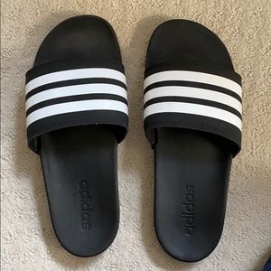 Adidas slides size 8 black and white